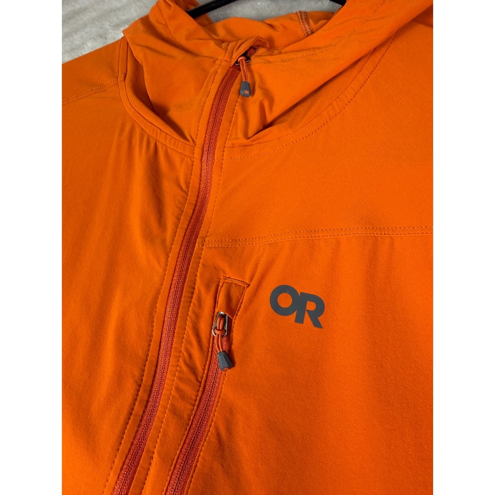 Outdoor Research Mens Large Orange Half Zip Hooded Softshell Breathable Jacket - Picture 5 of 10